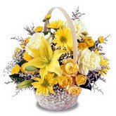 sadece sari çiçek sepeti   Samsun online çiçek gönderme sipariş 