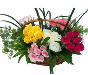 Samsun hediye sevgilime hediye çiçek  35 adet rengarenk güllerden sepet tanzimi