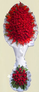 Çift katlı kıpkırmızı düğün açılış çiçeği  Samsun çiçekçi telefonları 