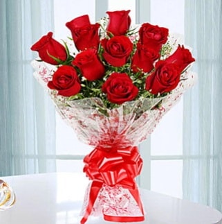 11 adet kırmızı gülden görsel şık buket  Samsun hediye sevgilime hediye çiçek 